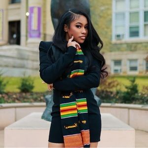 PLT BLACK TAILORED SATIN LAPLE BLAZER DRESS